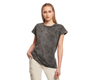 LADIES ACID WASHED EXTENDED SHOULDER TEE