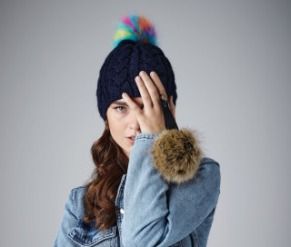 FAUX FUR POP POM KEY RING